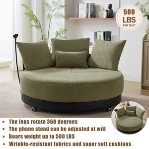 English Elm [new Arrived] Oversized Round Swivel Accent Chair with 360 Rotation Polyester Upholstery Green W1628P218358