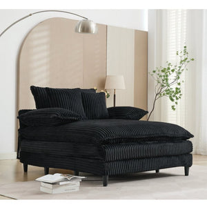 English Elm [new Arrived] Corduroy Oversized Chaise Lounge with Reclining Backrest and Deep Plush Seat W1628P252005