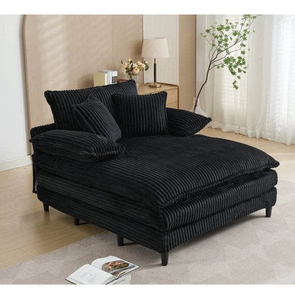 English Elm [new Arrived] Corduroy Oversized Chaise Lounge with Reclining Backrest and Deep Plush Seat W1628P252005