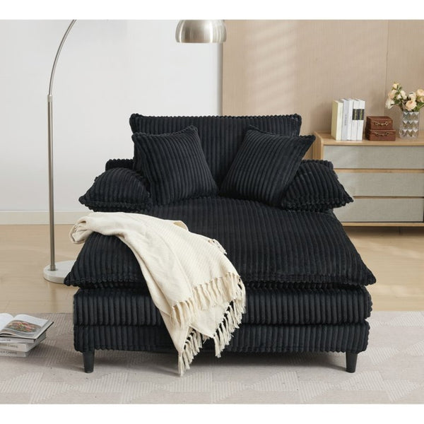 English Elm [new Arrived] Corduroy Oversized Chaise Lounge with Reclining Backrest and Deep Plush Seat W1628P252005