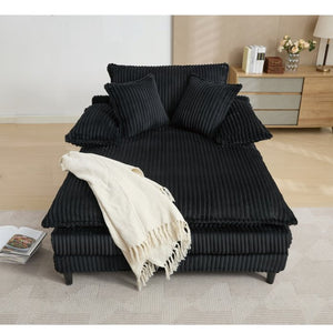 English Elm [new Arrived] Corduroy Oversized Chaise Lounge with Reclining Backrest and Deep Plush Seat W1628P252005