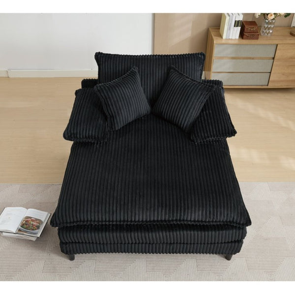 English Elm [new Arrived] Corduroy Oversized Chaise Lounge with Reclining Backrest and Deep Plush Seat W1628P252005