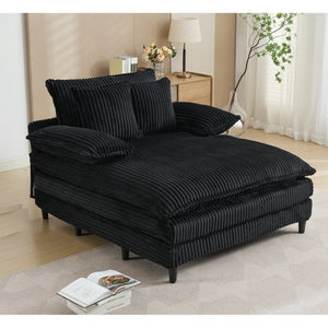 English Elm [new Arrived] Corduroy Oversized Chaise Lounge with Reclining Backrest and Deep Plush Seat W1628P252005
