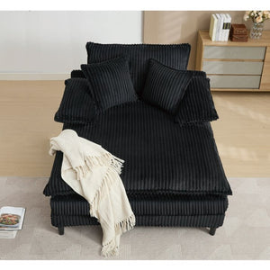 English Elm [new Arrived] Corduroy Oversized Chaise Lounge with Reclining Backrest and Deep Plush Seat W1628P252005
