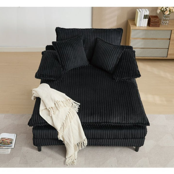 English Elm [new Arrived] Corduroy Oversized Chaise Lounge with Reclining Backrest and Deep Plush Seat W1628P252005