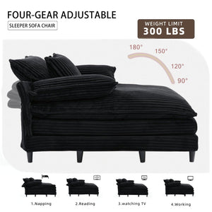 English Elm [new Arrived] Corduroy Oversized Chaise Lounge with Reclining Backrest and Deep Plush Seat W1628P252005