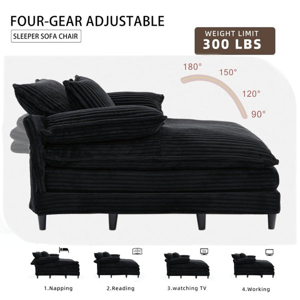 English Elm [new Arrived] Corduroy Oversized Chaise Lounge with Reclining Backrest and Deep Plush Seat W1628P252005