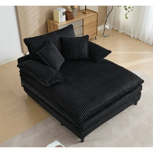 English Elm [new Arrived] Corduroy Oversized Chaise Lounge with Reclining Backrest and Deep Plush Seat W1628P252005
