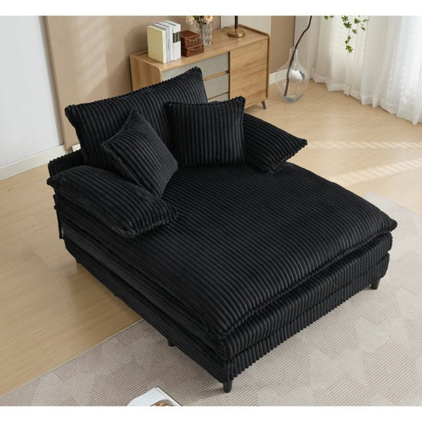 English Elm [new Arrived] Corduroy Oversized Chaise Lounge with Reclining Backrest and Deep Plush Seat W1628P252005