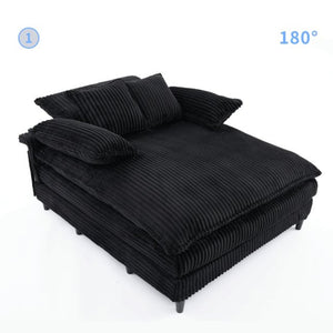 English Elm [new Arrived] Corduroy Oversized Chaise Lounge with Reclining Backrest and Deep Plush Seat W1628P252005