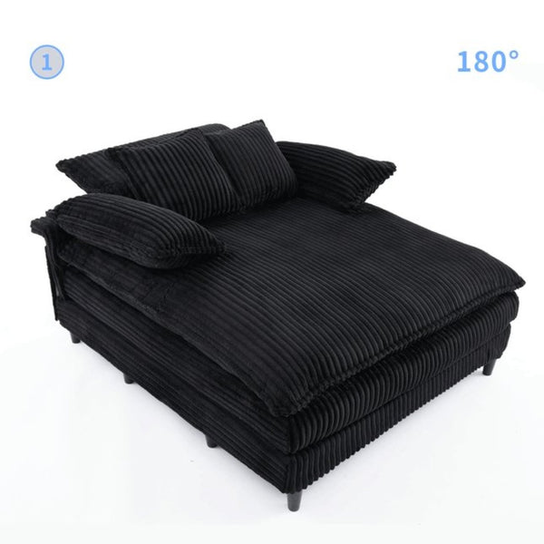 English Elm [new Arrived] Corduroy Oversized Chaise Lounge with Reclining Backrest and Deep Plush Seat W1628P252005