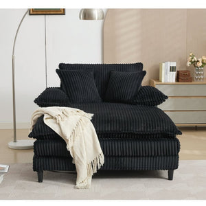 English Elm [new Arrived] Corduroy Oversized Chaise Lounge with Reclining Backrest and Deep Plush Seat W1628P252005