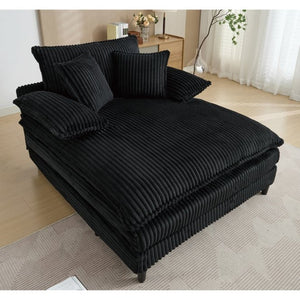 English Elm [new Arrived] Corduroy Oversized Chaise Lounge with Reclining Backrest and Deep Plush Seat W1628P252005