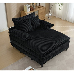 English Elm [new Arrived] Corduroy Oversized Chaise Lounge with Reclining Backrest and Deep Plush Seat W1628P252005
