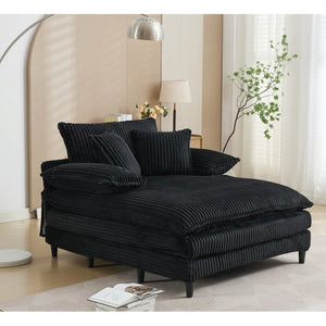 English Elm [new Arrived] Corduroy Oversized Chaise Lounge with Reclining Backrest and Deep Plush Seat W1628P252005
