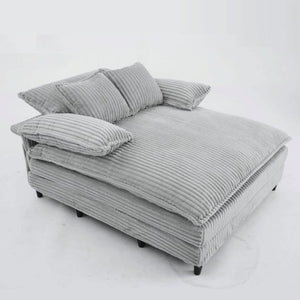 English Elm [new Arrived] Corduroy Oversized Chaise Lounge with Reclining Backrest and Deep Plush Seat Gray W1628P252006