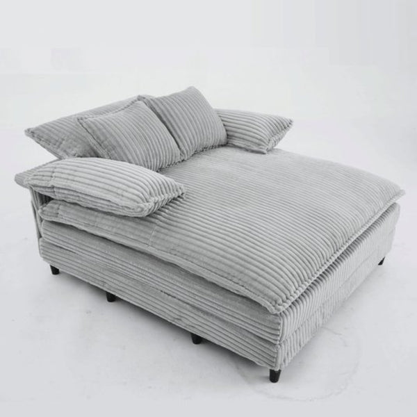 English Elm [new Arrived] Corduroy Oversized Chaise Lounge with Reclining Backrest and Deep Plush Seat Gray W1628P252006