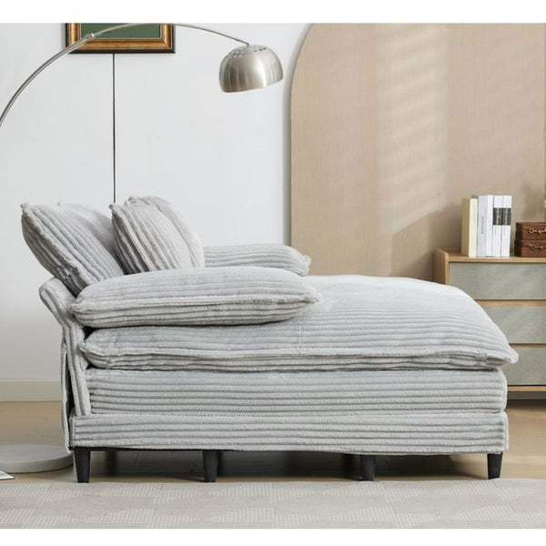 English Elm [new Arrived] Corduroy Oversized Chaise Lounge with Reclining Backrest and Deep Plush Seat Gray W1628P252006
