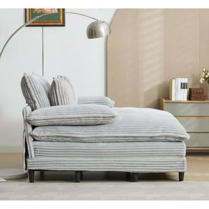 English Elm [new Arrived] Corduroy Oversized Chaise Lounge with Reclining Backrest and Deep Plush Seat Gray W1628P252006