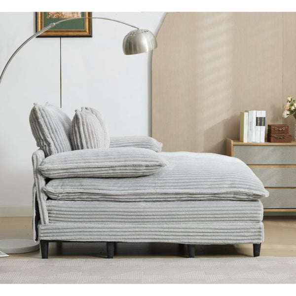 English Elm [new Arrived] Corduroy Oversized Chaise Lounge with Reclining Backrest and Deep Plush Seat Gray W1628P252006