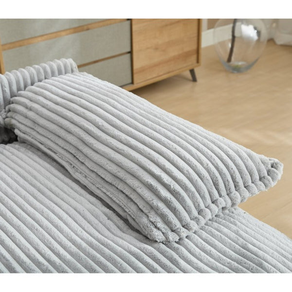 English Elm [new Arrived] Corduroy Oversized Chaise Lounge with Reclining Backrest and Deep Plush Seat Gray W1628P252006