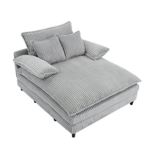 English Elm [new Arrived] Corduroy Oversized Chaise Lounge with Reclining Backrest and Deep Plush Seat Gray W1628P252006