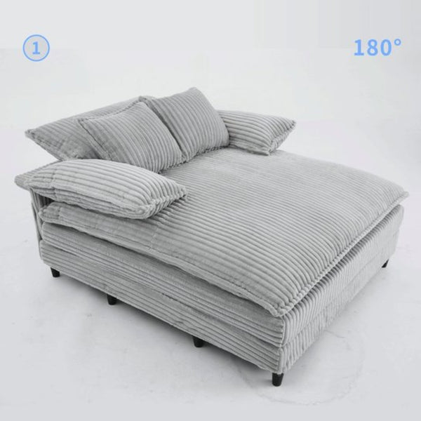 English Elm [new Arrived] Corduroy Oversized Chaise Lounge with Reclining Backrest and Deep Plush Seat Gray W1628P252006