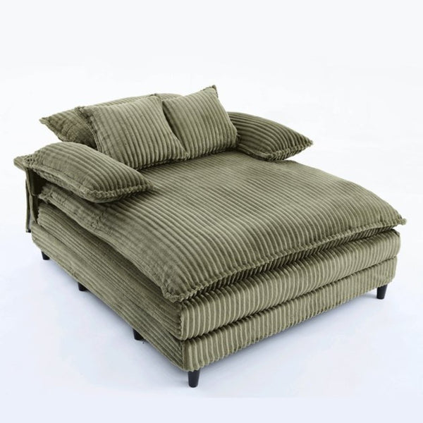 English Elm [new Arrived] Corduroy Oversized Chaise Lounge with Reclining Backrest and Deep Plush Seat Green W1628P252009