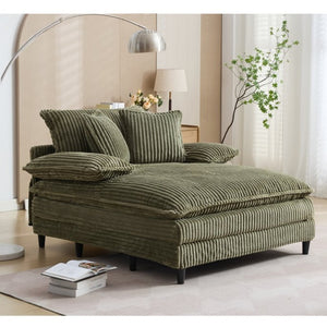 English Elm [new Arrived] Corduroy Oversized Chaise Lounge with Reclining Backrest and Deep Plush Seat Green W1628P252009