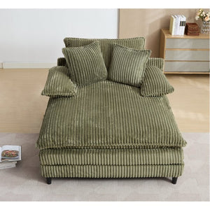 English Elm [new Arrived] Corduroy Oversized Chaise Lounge with Reclining Backrest and Deep Plush Seat Green W1628P252009