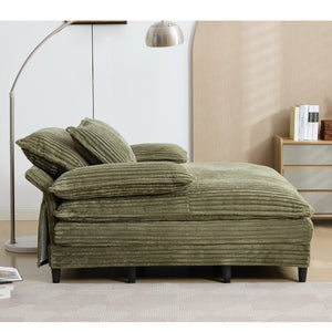 English Elm [new Arrived] Corduroy Oversized Chaise Lounge with Reclining Backrest and Deep Plush Seat Green W1628P252009