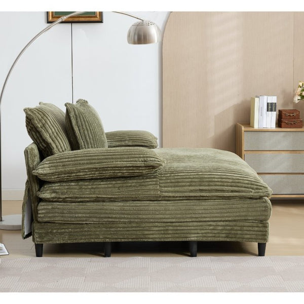 English Elm [new Arrived] Corduroy Oversized Chaise Lounge with Reclining Backrest and Deep Plush Seat Green W1628P252009