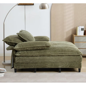 English Elm [new Arrived] Corduroy Oversized Chaise Lounge with Reclining Backrest and Deep Plush Seat Green W1628P252009