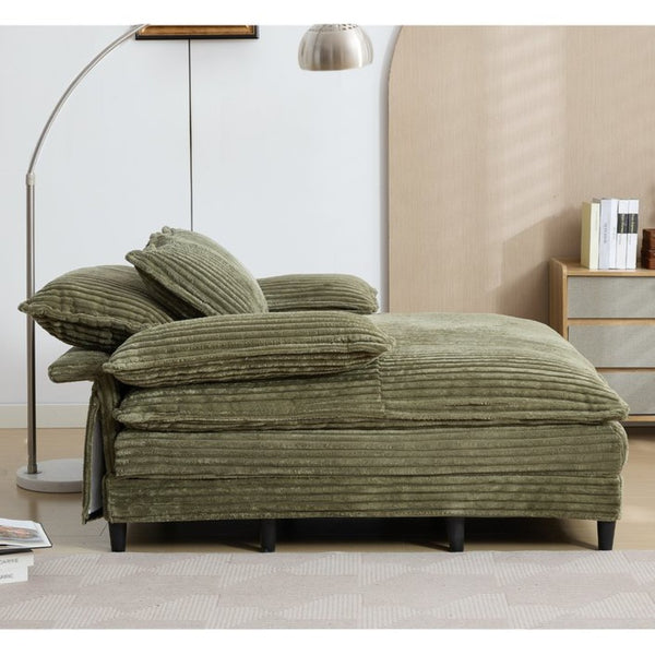 English Elm [new Arrived] Corduroy Oversized Chaise Lounge with Reclining Backrest and Deep Plush Seat Green W1628P252009