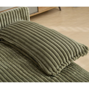 English Elm [new Arrived] Corduroy Oversized Chaise Lounge with Reclining Backrest and Deep Plush Seat Green W1628P252009