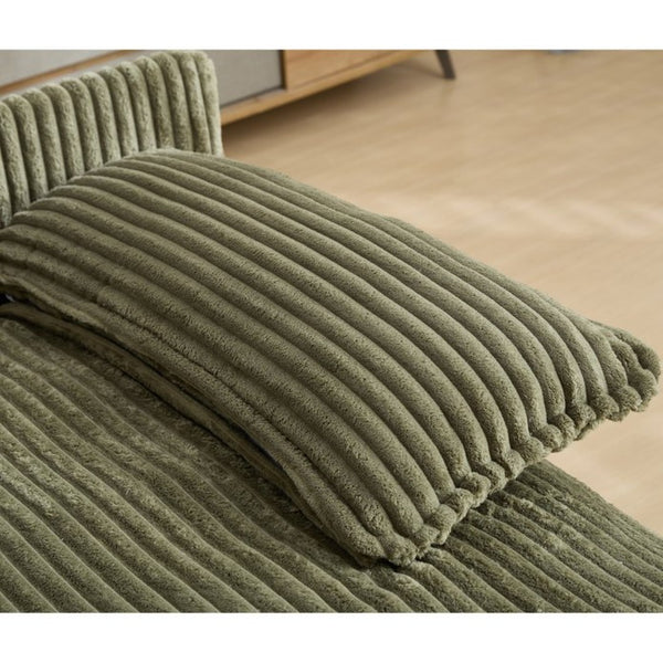 English Elm [new Arrived] Corduroy Oversized Chaise Lounge with Reclining Backrest and Deep Plush Seat Green W1628P252009
