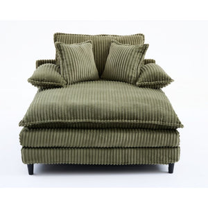 English Elm [new Arrived] Corduroy Oversized Chaise Lounge with Reclining Backrest and Deep Plush Seat Green W1628P252009