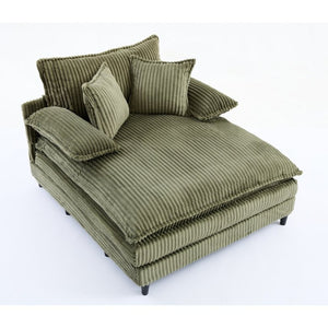 English Elm [new Arrived] Corduroy Oversized Chaise Lounge with Reclining Backrest and Deep Plush Seat Green W1628P252009