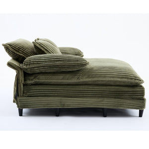 English Elm [new Arrived] Corduroy Oversized Chaise Lounge with Reclining Backrest and Deep Plush Seat Green W1628P252009