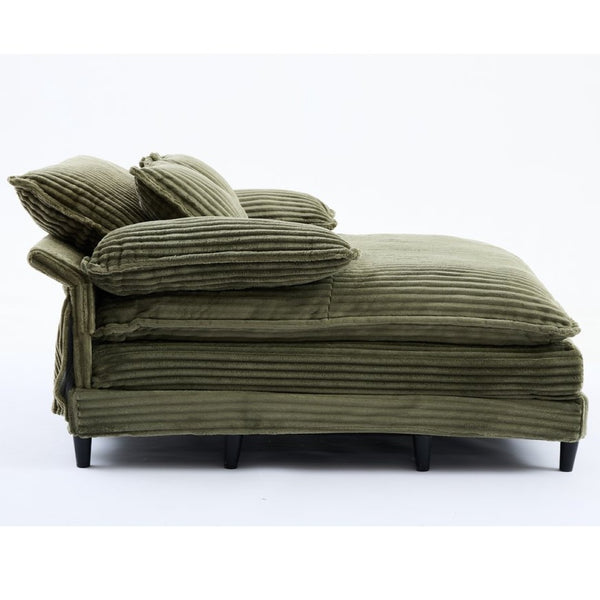 English Elm [new Arrived] Corduroy Oversized Chaise Lounge with Reclining Backrest and Deep Plush Seat Green W1628P252009