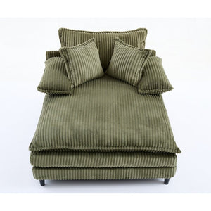 English Elm [new Arrived] Corduroy Oversized Chaise Lounge with Reclining Backrest and Deep Plush Seat Green W1628P252009