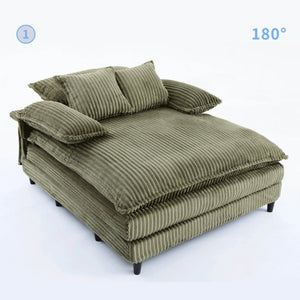 English Elm [new Arrived] Corduroy Oversized Chaise Lounge with Reclining Backrest and Deep Plush Seat Green W1628P252009