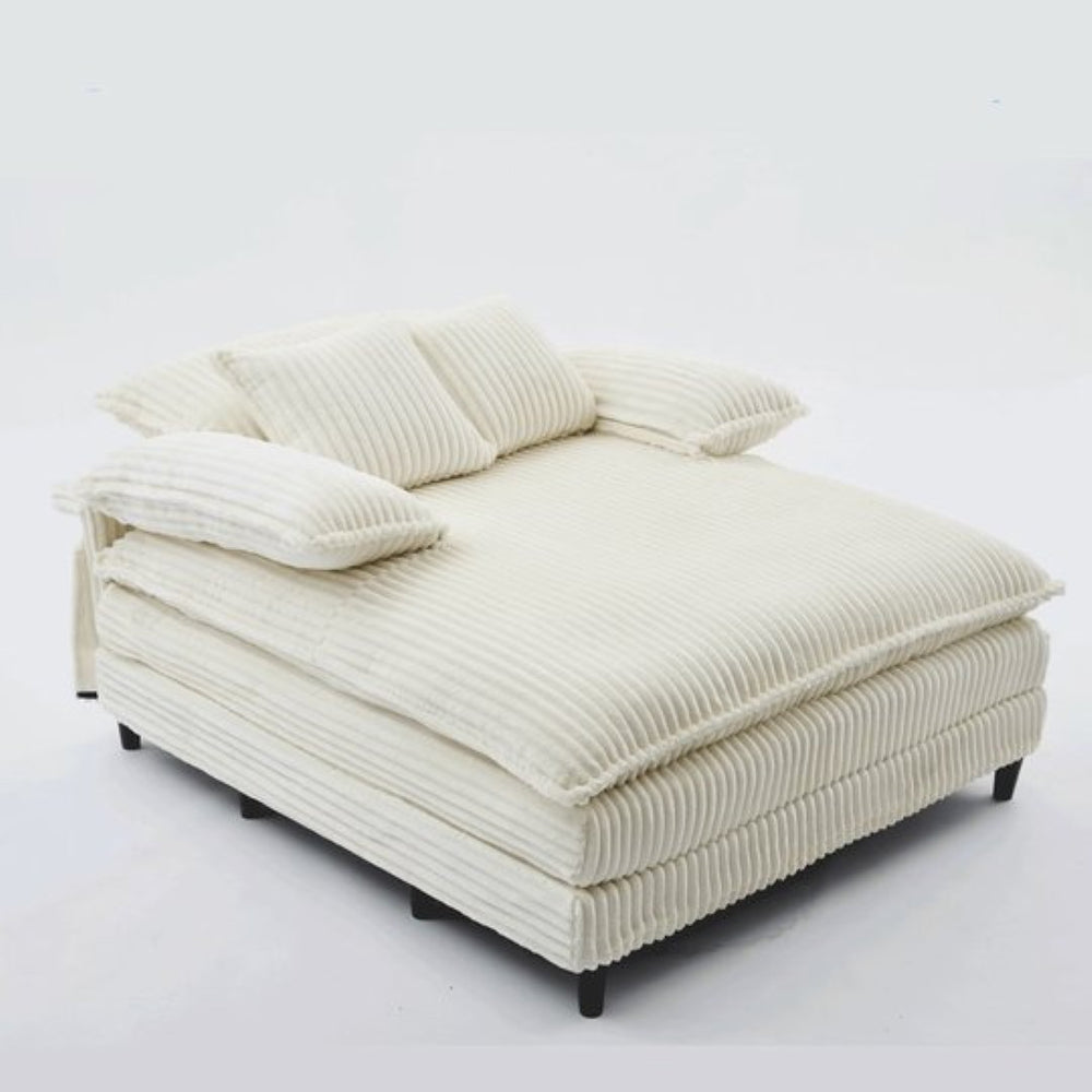 English Elm [new Arrived] Corduroy Oversized Chaise Lounge with Reclining Backrest and Deep Plush Seat Beige W1628P252010