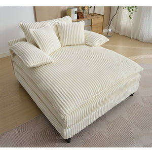 English Elm [new Arrived] Corduroy Oversized Chaise Lounge with Reclining Backrest and Deep Plush Seat Beige W1628P252010