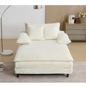 English Elm [new Arrived] Corduroy Oversized Chaise Lounge with Reclining Backrest and Deep Plush Seat Beige W1628P252010