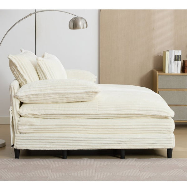 English Elm [new Arrived] Corduroy Oversized Chaise Lounge with Reclining Backrest and Deep Plush Seat Beige W1628P252010