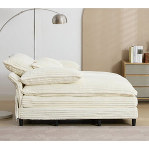 English Elm [new Arrived] Corduroy Oversized Chaise Lounge with Reclining Backrest and Deep Plush Seat Beige W1628P252010