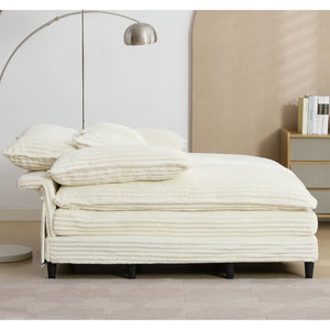 English Elm [new Arrived] Corduroy Oversized Chaise Lounge with Reclining Backrest and Deep Plush Seat Beige W1628P252010