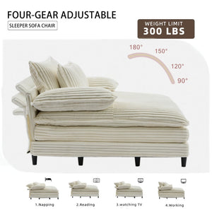 English Elm [new Arrived] Corduroy Oversized Chaise Lounge with Reclining Backrest and Deep Plush Seat Beige W1628P252010