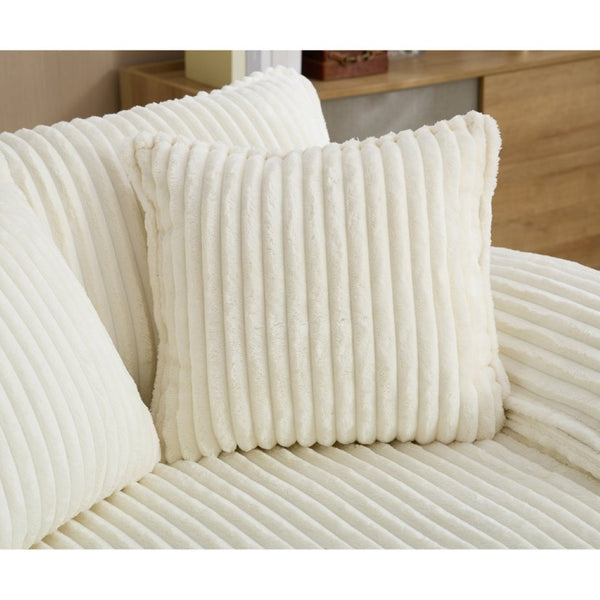 English Elm [new Arrived] Corduroy Oversized Chaise Lounge with Reclining Backrest and Deep Plush Seat Beige W1628P252010